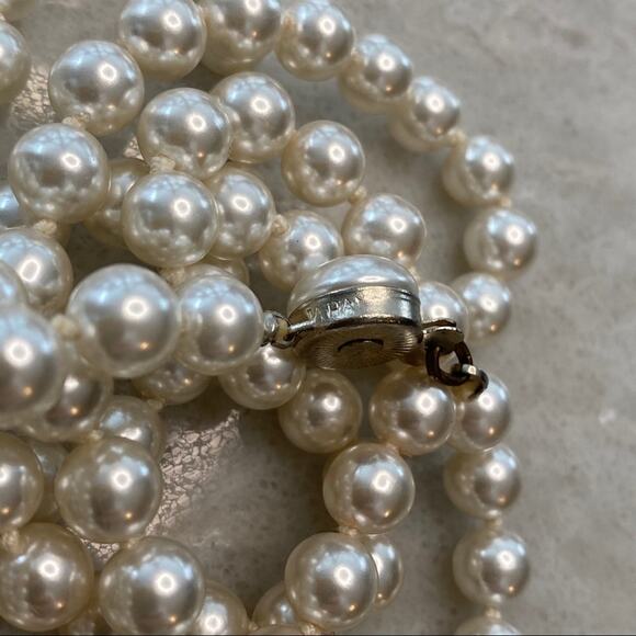 Vintage 1980s JAPAN faux pearl long necklace - Picture 5 of 5